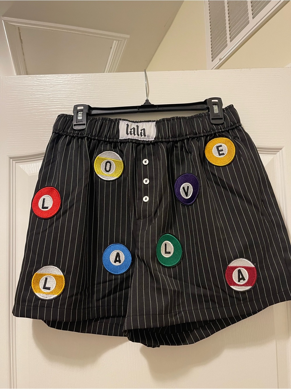Dressed in LALA Lady Lala Luck Pinstripe Boxer shorts size large